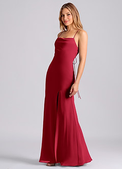 Azazie Grata Bridesmaid Dresses Scarlet Mermaid Pleated Chiffon Dress image4
