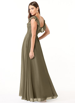 Azazie Jinny Bridesmaid Dresses Willow Green A-Line Square Neckline Ruched Chiffon Dress image7
