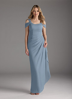 Azazie Weitzman Mother of the Bride Dresses Dusty Blue Sheath Sequins Mesh Dress image3