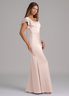 Azazie Elkie Jurken voor bruidsmeisjes Jurk van Stretch Satijn met Zeemeermin Vierkante halslijn Blozend Roze image3