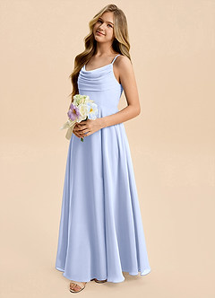 Azazie Gia Junior A-Linie Plissee Chiffon Kleid Eis image7