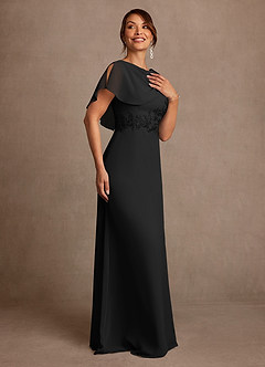 Azazie Frieda Mother of the Bride Dresses Black A-Line Applique Chiffon Dress image4
