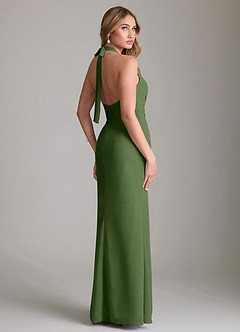 Azazie Valerie Bridesmaid Dresses Olive Mermaid Pleated Chiffon Dress image2