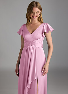 Azazie Omari Bridesmaid Dresses Candy Pink A-Line Stretch Satin Dress image4