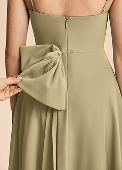 Azazie Bear Junior Moss Green A-Line Pleated Chiffon Dress image8