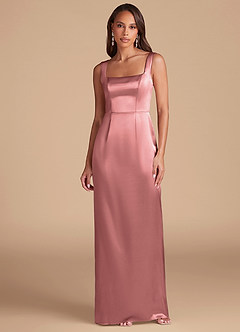 Azazie Flori Bridesmaid Dresses Rosette Sheath Side Slit Metallic Satin Dress image2