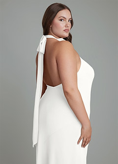 Azazie Velli Abiti da Damigella Abito Sirena in Chiffon Collo alto Bianco image14