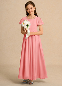 Azazie Lilia Junior Formal Flower Girl Klänningar Klä A-Linje i Chiffong med ärmar image4