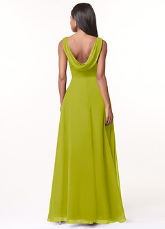Azazie Karina Bridesmaid Dresses Lemongrass A-Line Pleated Chiffon Dress image2