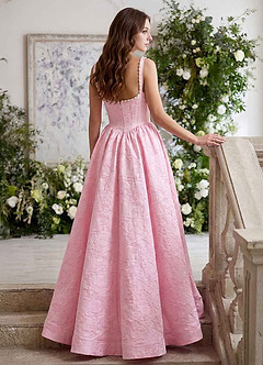 Thyme Rosado Vestido de fiesta con flores 3D de corte A image3