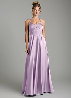 Azazie Tenaya At-home Try On Dresses Dusty Sage A-Line Sweetheart Neckline Stretch Satin Dress image4