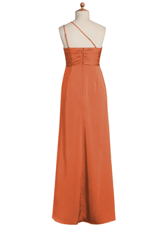 Azazie Eren Junior Vestido Canela de Cetim elástico de Bainha com Plissado image8