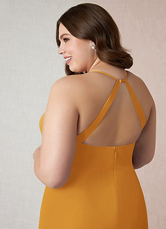 Azazie Becca Bridesmaid Dresses Butterscotch Sheath V-Neck Chiffon Dress image11
