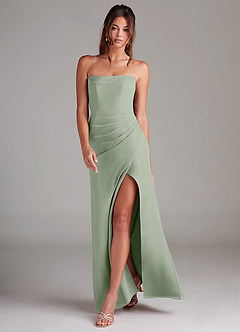 Azazie Leonis Bridesmaid Dresses Dusty Sage Sheath Strapless Chiffon Convertible Dress image7