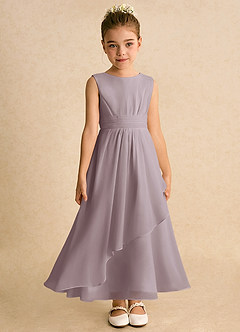 Azazie Edelweiss Flower Girl Dresses Dusk A-Line Pleated Chiffon Dress image4