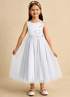 Azazie Malva Flower Girl Dresses White Ball-Gown Bow Tulle Dress image1