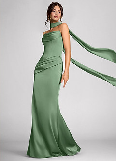 Calista Matcha Luminous Satin Maxi Dress image3