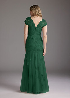 Azazie Marbella Mother of the Bride Dresses Dark Green Mermaid Queen Anne Sequins Lace Dress image7