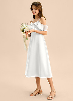 Azazie Kamilla Junior Linia A Zza ramienia Szyfon Długość herbaty Młodsza druhna Sukienka image3