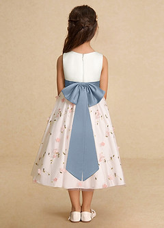 Azazie Pollie Flower Girl Dresses Blushing Pink Dusty Blue A-Line Bow Tulle Dress image6
