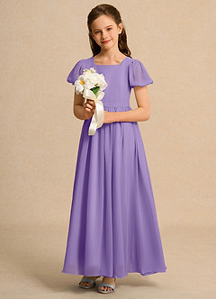 Azazie Joss Flower Girl Dresses Tahiti A-Line with Sleeves Chiffon Dress image12