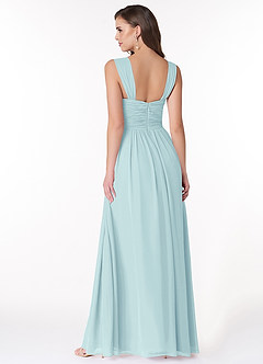 Azazie Zapheira Bridesmaid Dresses Sea Glass A-Line Ruched Chiffon Dress image2