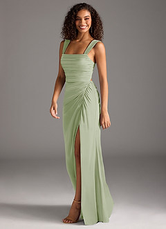 Azazie Jesaphine Bridesmaid Dresses Dusty Sage Sheath Bow Stretch Satin Dress image6