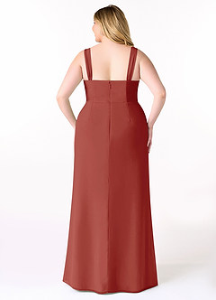 Azazie Denice Bridesmaid Dresses Terracotta Sheath Pleated Chiffon Dress image10