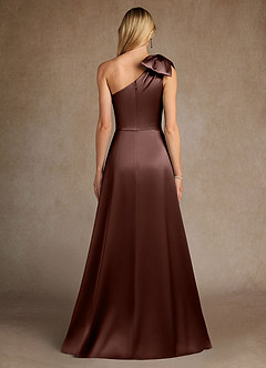 Azazie Easton Kleider für die Brautmutter A-Linie One-Shoulder Stretch-Satin Kleid Espresso image3