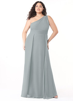 Azazie Dallas Bridesmaid Dresses Dolphin Grey A-Line One Shoulder Chiffon Dress image6