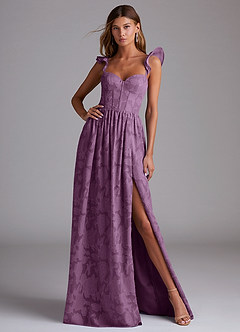 Azazie Denisse Bridesmaid Dresses Wisteria A-Line Ruched Floral Burnout Dress image1