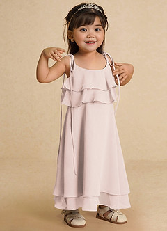 Azazie Temi Flower Girl Dresses Rose Petal A-Line Spaghetti Strap Chiffon Dress image7