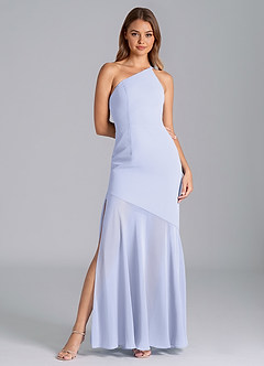 Azazie Tilla Vestidos de damas de honor Vestido de Lavanda de Gasa de Corte Sirena con Hombro unilateral image3