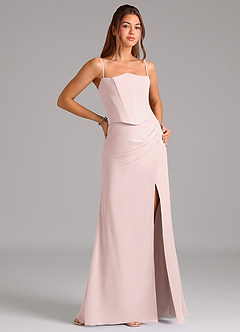 Azazie Jenine Bridesmaid Dresses Blushing Pink Mermaid Strapless Chiffon Dress image6