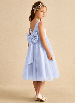 Azazie Firefly Flower Girl Dresses Lavender A-Line Bow Matte Satin Dress image2