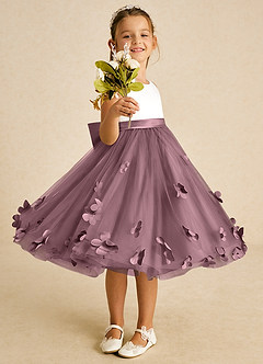 Azazie Sprout Jurken voor bloemenmeisjes A-Lijn Jurk van Tule Boog Vintage Mauve image2