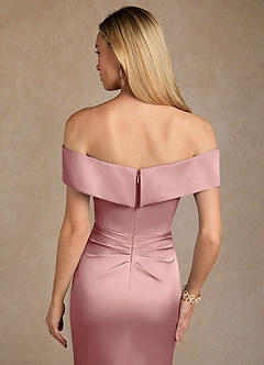 Azazie Laredo Kleider für die Brautmutter Meerjungfrau-Linie Schulterfrei Stretch-Satin Kleid Altrosa image7