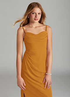 Azazie Mai Junior Butterscotch Sheath Pleated Chiffon Dress image5