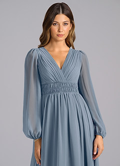 Azazie Palerma Bridesmaid Dresses Twilight A-Line Long Sleeve Chiffon Dress image6