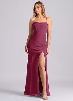 Azazie Grata Bridesmaid Dresses Mulberry Mermaid Pleated Chiffon Dress image1