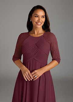 Azazie Dorothea Mother of the Bride Dresses Cabernet A-Line Scoop lace Chiffon Dress image8