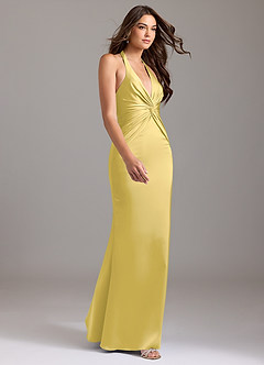 Azazie Valerie Suknie dla druhen Syrena Pofałdowany Satyna elastyczna Do ziemi Sukienka image4