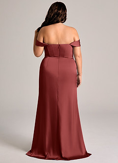 Azazie Johana Bridesmaid Dresses Terracotta Mermaid Off the Shoulder Stretch Satin Convertible Dress image9