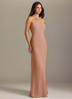 Azazie Doretta Bridesmaid Dresses Champagne Rose Mermaid Pleated Chiffon Dress image3