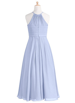 Azazie Ginger Junior A-Linie Plissee Chiffon Kleid Eis image8
