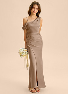 Azazie Madelyn Junior Klä av Tubklänning i Stretch Satin Av axeln image4