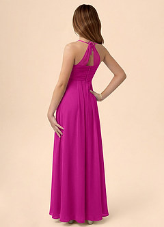 Azazie Ginny Junior Linia A Pofałdowany Szyfon Długość podłogi Młodsza druhna Sukienka image2