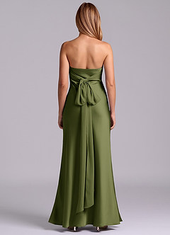 Azazie Ailanie Brudtärnklänningar Klä av Tubklänning i Stretch Satin Axelbandslös Oliv image7