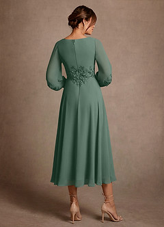 Azazie Ana Mother of the Bride Dresses Eucalyptus A-Line Lace Chiffon Dress image3
