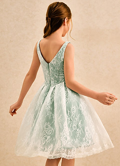 Azazie Cubbie Girls Formal Flower Girl Dresses Matcha A-Line Lace Dress image2